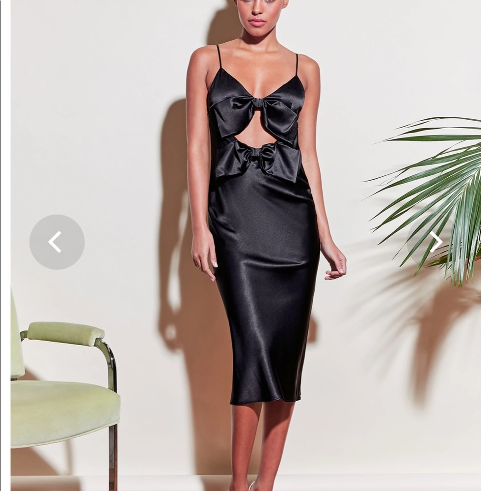 NWT Fleur du mal bow slip dress black womens